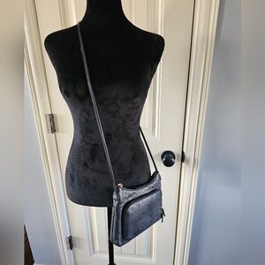 Y2k Dainty Stone Mountain Leather Navy Shoulder Purse Excellent Condition